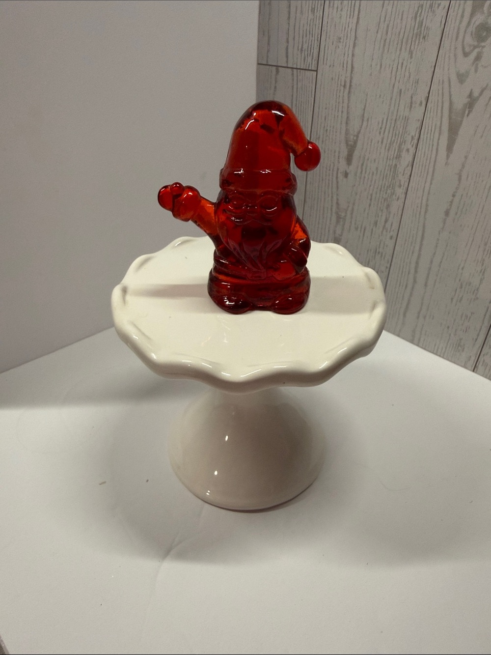 Red Glass Santa Holiday Figurine - Unknown Brand